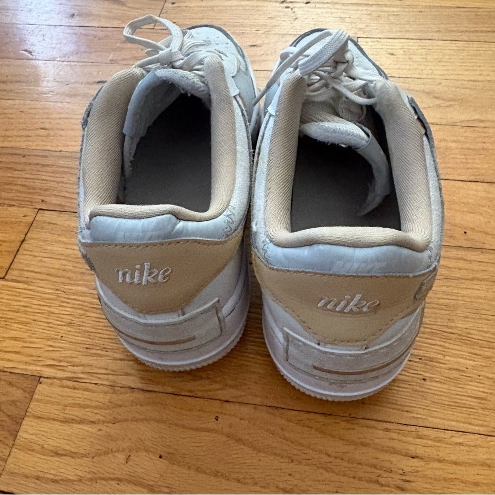 Nike White Tan & Gray Air Force Ones Size 8 - Picture 5 of 5